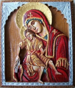 Axion Esti Virgin Mary & Child Hand Painted Icon